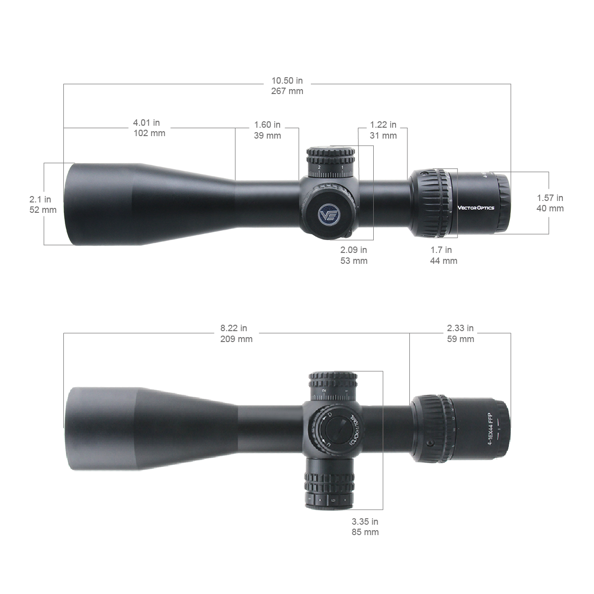 Vector Optics Veyron 4-16x44 IR Първа фокална равнина Осветен прицел за карабина Vector Optics