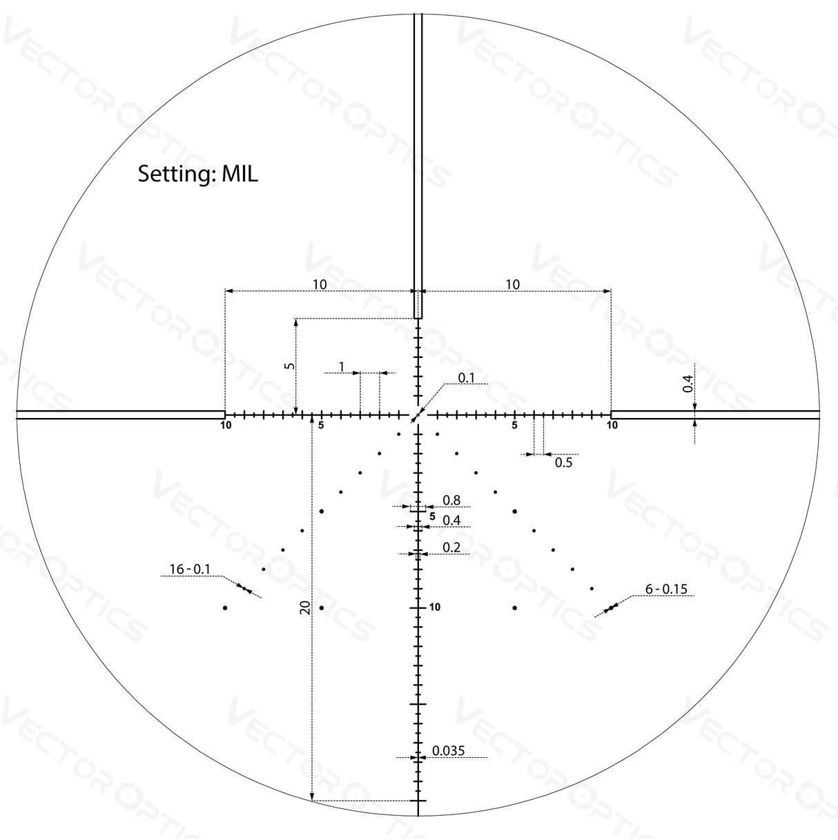Vector Optics Veyron 4-16x44 IR Първа фокална равнина Осветен прицел за карабина Vector Optics