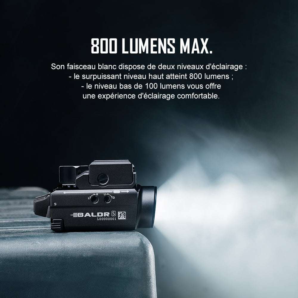Olight Baldr S | пистолетен фенер с лазер | 800 lm